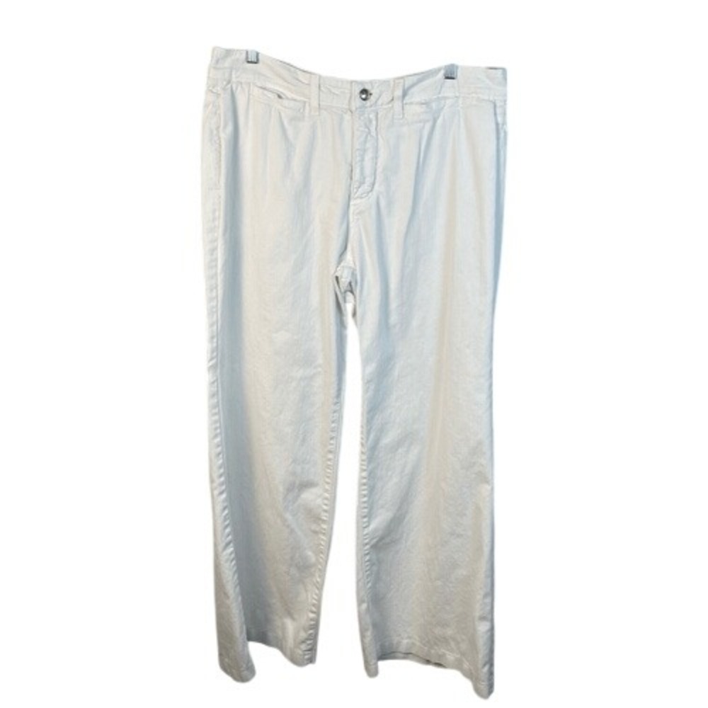 NYDJ White Textured High Rise Wide Leg‎ Stretch Jeans Size 10